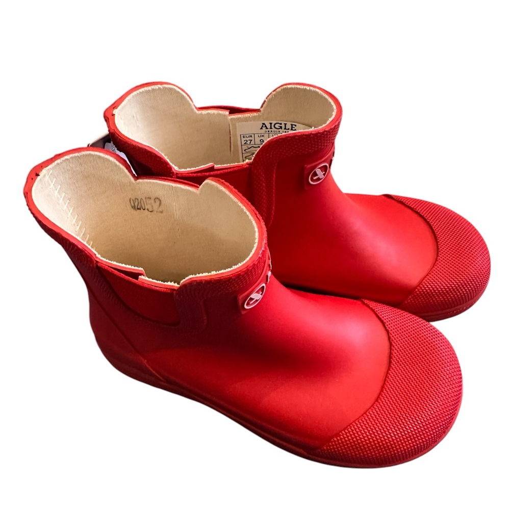 NIB. Aigle Girls Red/Rouge Rain Boots, Size US 10